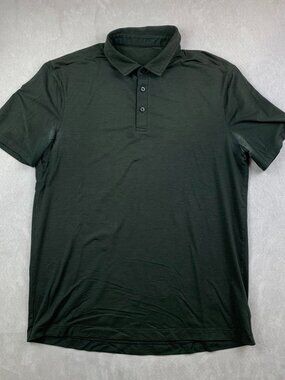 Lululemon Mens Shirt Large Black Evolution Short-Sleeve Polo Performance Stretch
